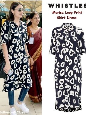 NWOT WHISTLES Black & White Marisa Loop Print Shirt Dress Abstract Contemporary